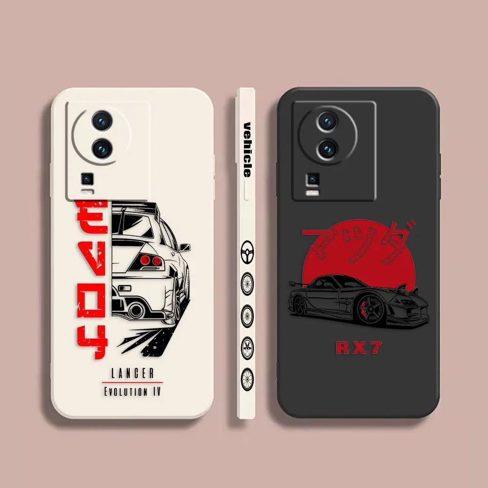 

Case For VIVO IQOO 5 7 8 9 10 Pro 5G Z6 Z7 NEO3 5 5S 6 7 Colour Simple Liquid Silicone Case Japanese Toyo Sports Car God Of War