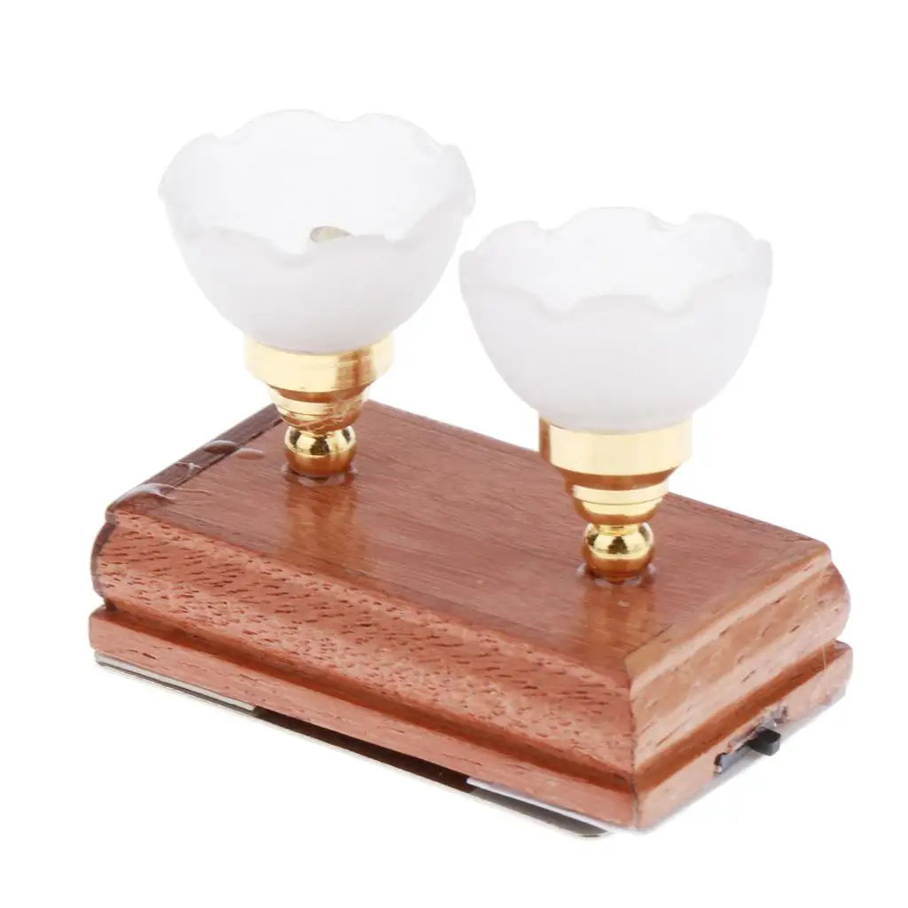 

1:12 Dollhouse Working Double Head Light Chandelier W/ Sence Decor