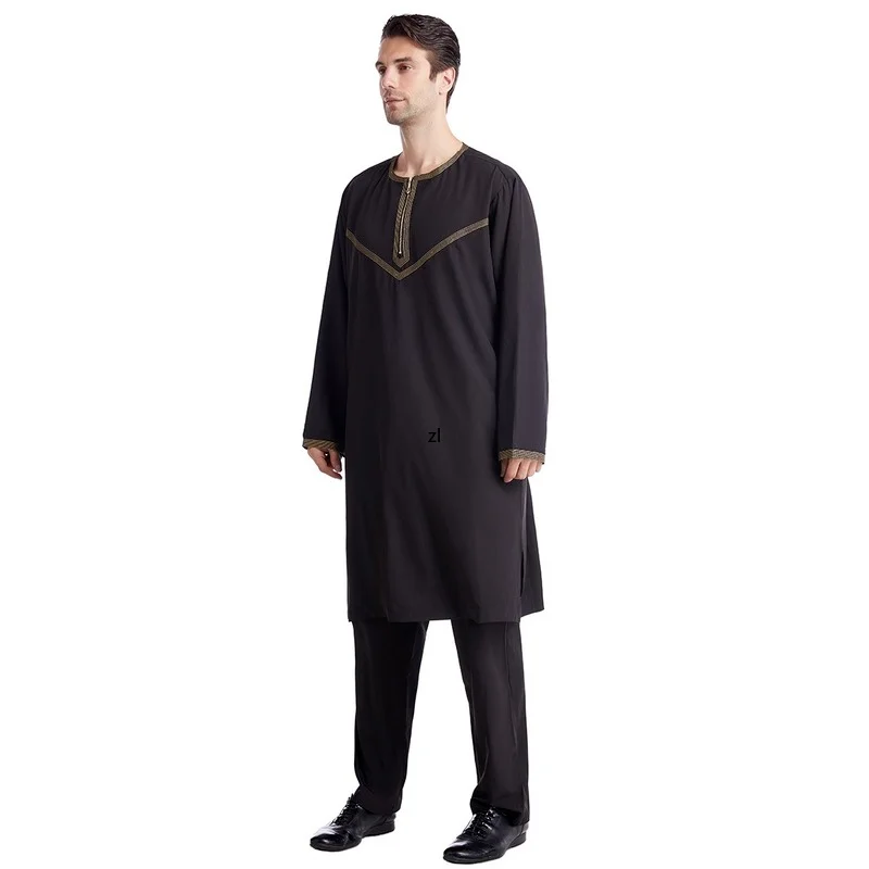 

Muslim Ramadan Robe Arab Men Jubba Thobe Costumes Solid Arabic Pakistan Saudi Arabia Turkey Abaya Male National Islamic Clothing