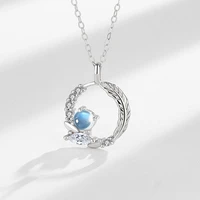 ladies 925 sterling silver necklace round wheat ear moonstone zircon classic fashion jewelry couple gift