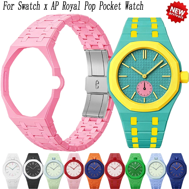 Фото Биокерамический корпус и ремешок для Swatch x AP Royal Pop, комплект для модификации карманных часов, браслет, ремешок для часов, аксессуар для Royal Pop №1