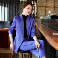 2022 autumn winter formal ladies purple blazer women business suits with sets work wear office uniform 5xl size pants jacket