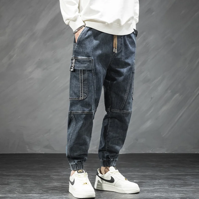 Men Clothing Autumn and Winter Straight Loose Cylinder Cargo Pants Versatile Comfortable Bluish Grey Harun Large Trousers Women