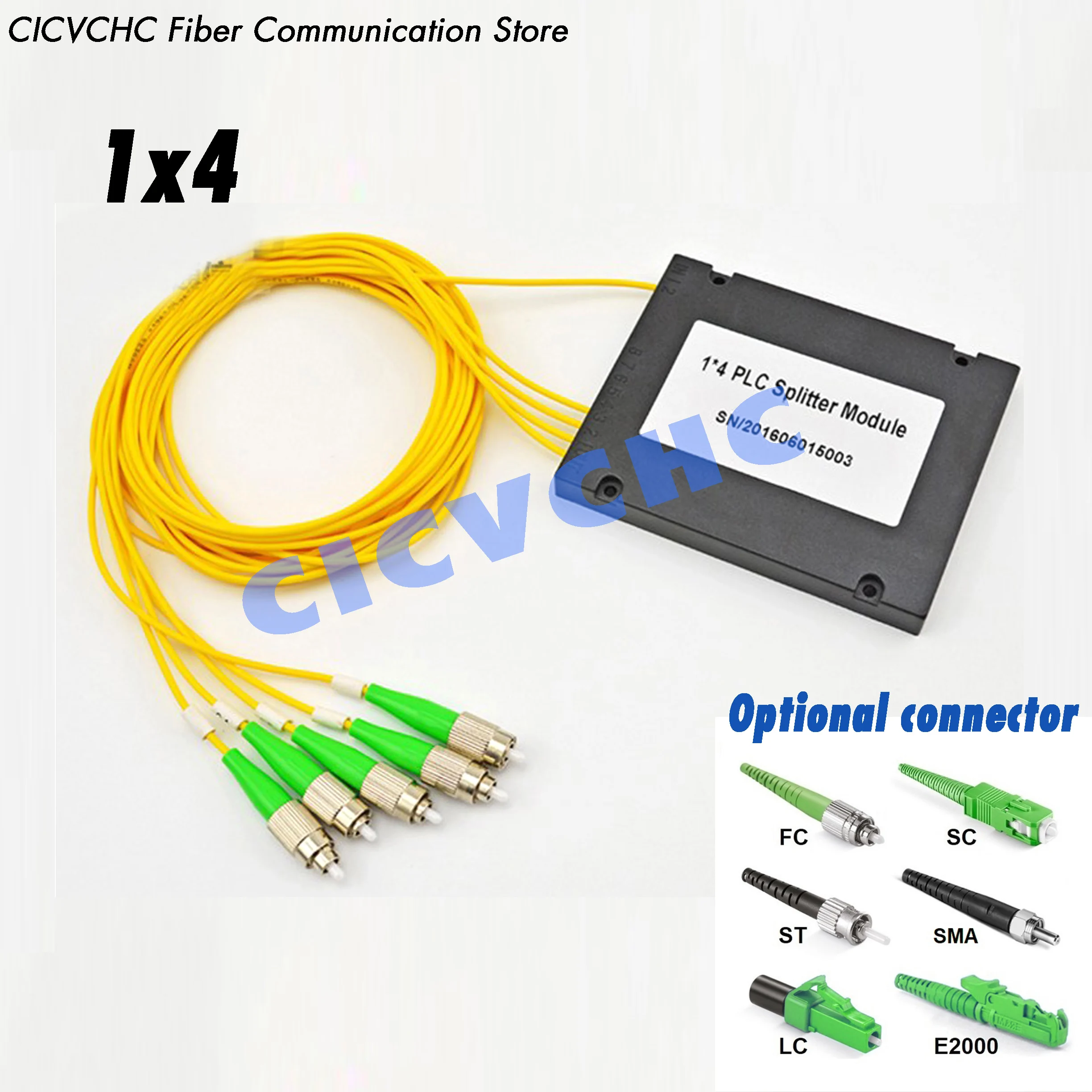 2pcs GEPON Splitter 1×4 PLC Splitter with ABS box, SC, FC, LC, E2000 connector