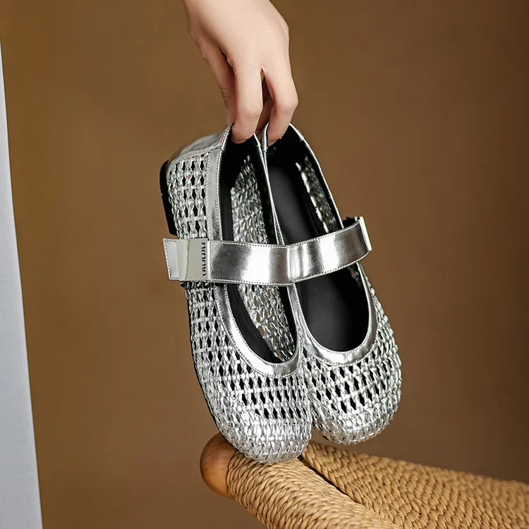 Серебряные полые дизайнерские джинсы Мэри весенние модные женские туфли на