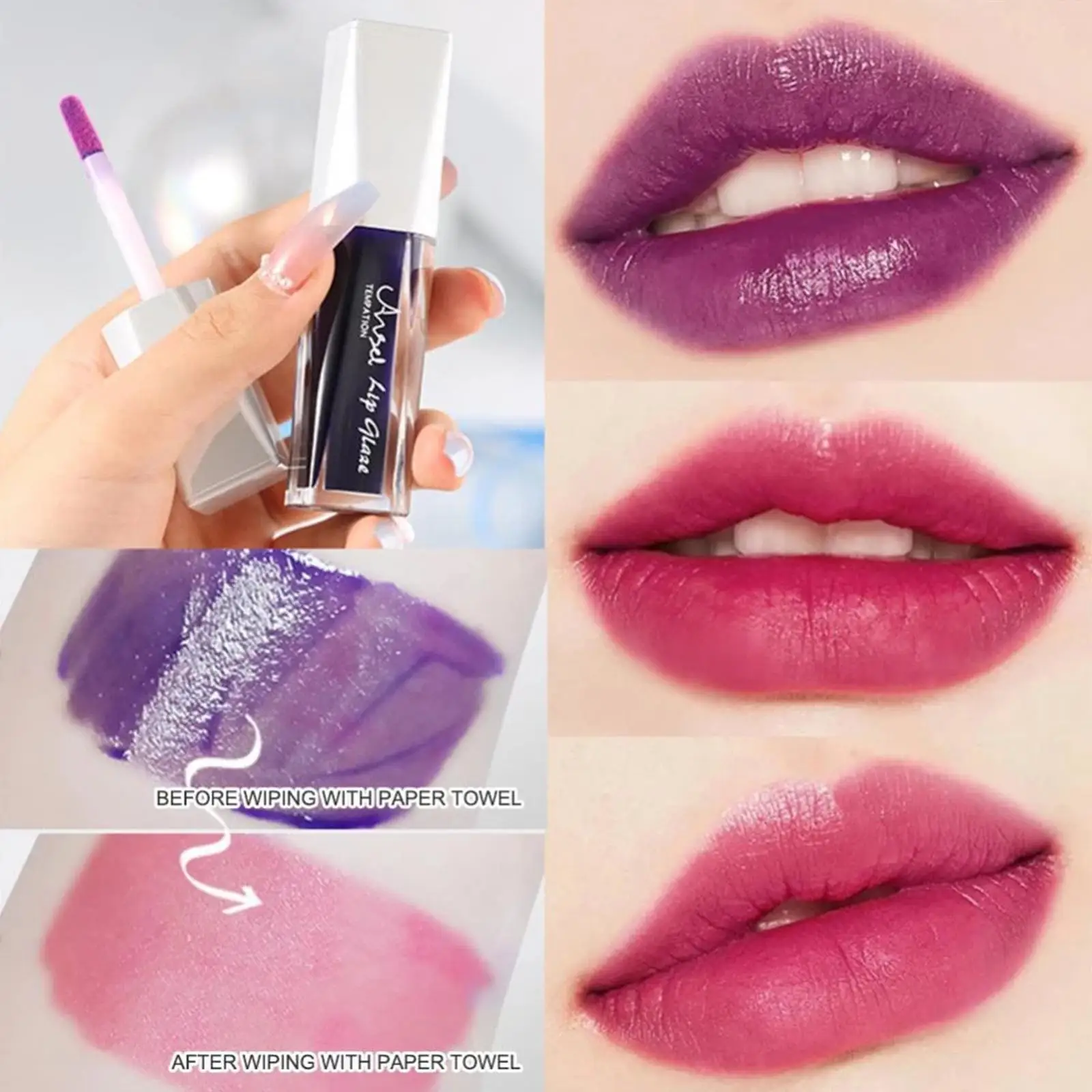 

Blue Rose Change Color Lip Glaze Sexy Mirror Water Lip Gloss Long Lasting Waterproof Lip Tint Lip Beauty Makeup Cosmetic NEW