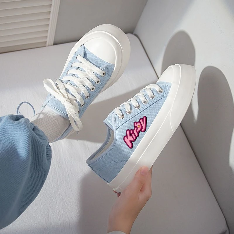 

New Canvas Shoes Kawaii Kirby Anime Girl Casual Versatile Sneakers Y2K Fashion Thick Sole Comfortable White Shoes Children Gift