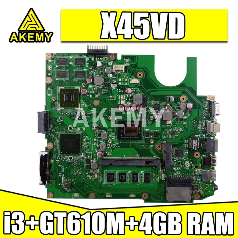 

X45VD Laptop Motherboard For ASUS X45V X45VD Laptop motherboard 100% Tested W/ GT610M GPU + i3 CPU + 4GB RAM