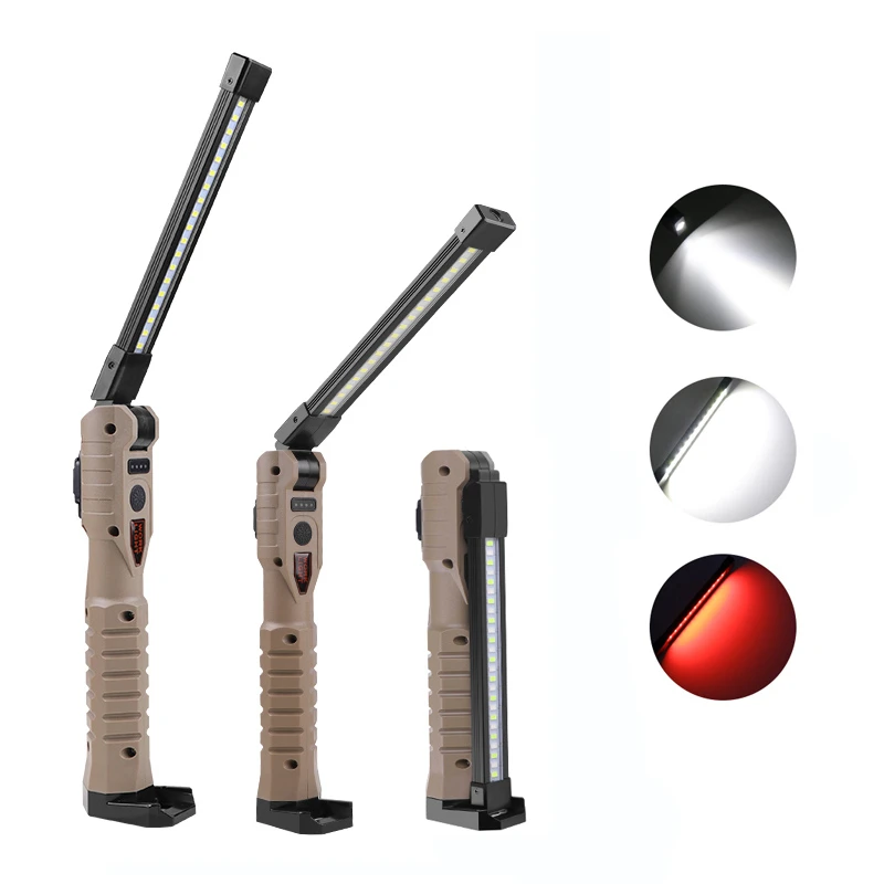 

Rechargeable Foldable Cordless Portable Double-sided red and white LED FlashlightCar Repair Inspection Light
