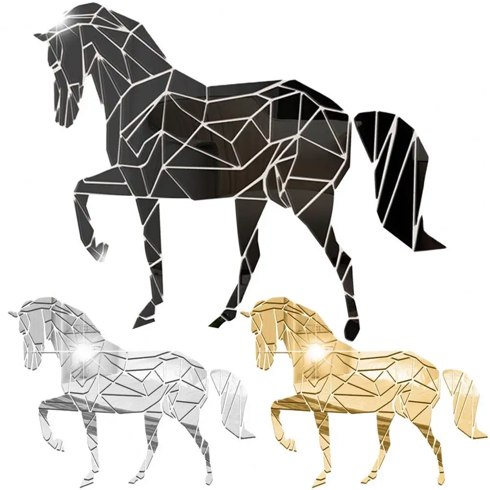 

Portable Acrylic Sticker Easy Installation Smooth Surface DIY Mirror Horse Stickers Art Wall Mural Acrylic Sticker