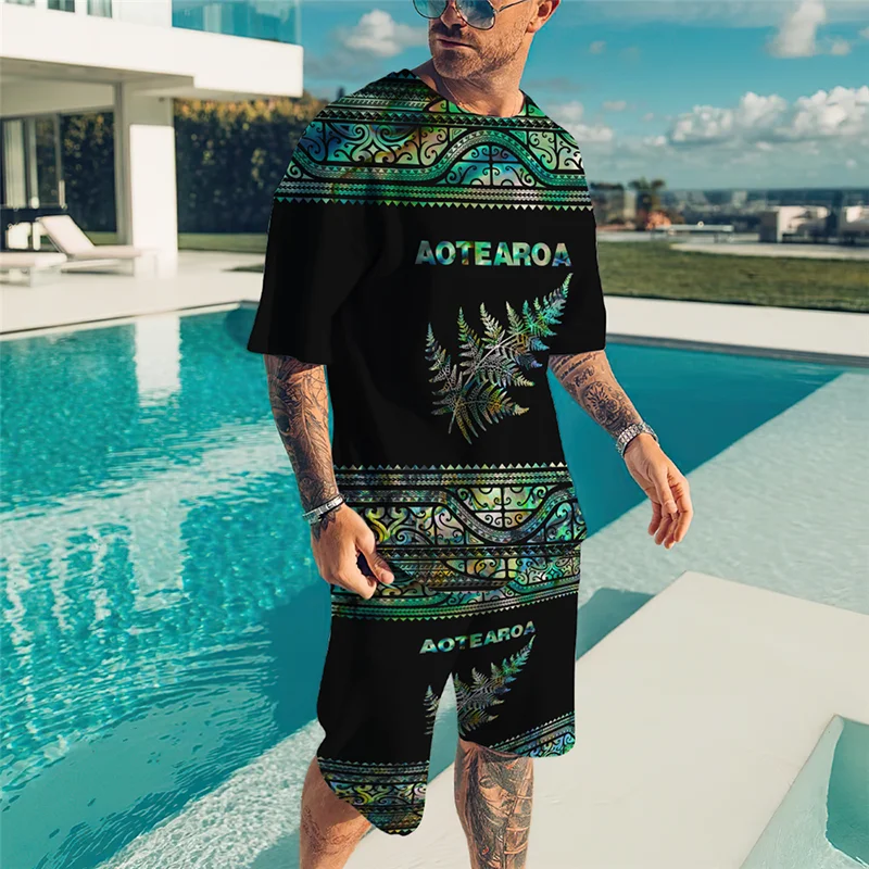 

Summer men's track suit casual sports suit 3D printing T-shirt shorts men's suit fitness exercise 2 sets of men