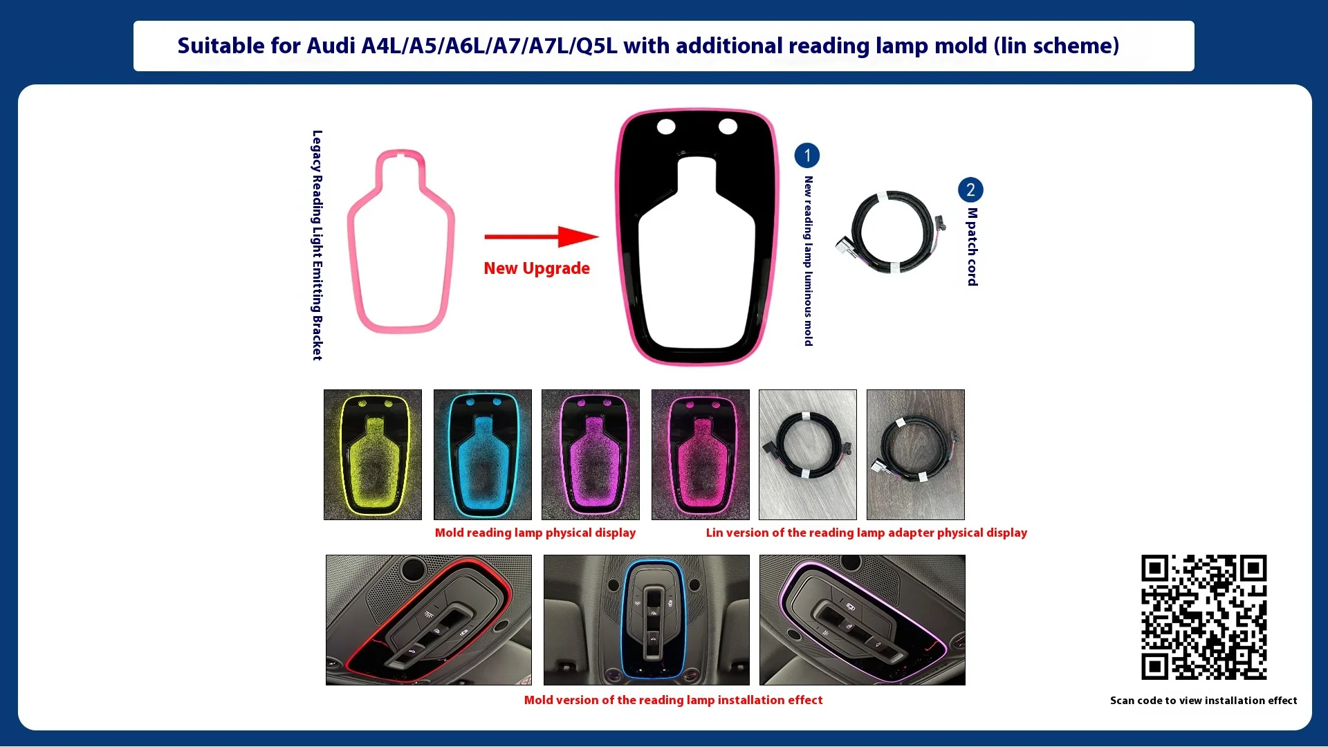 

Полный комплект окружающей лампы для Audi A6 A7 C8 2019-2025, крышка дверного динамика, атмосферный светильник, светящиеся аксессуары для второго пилота