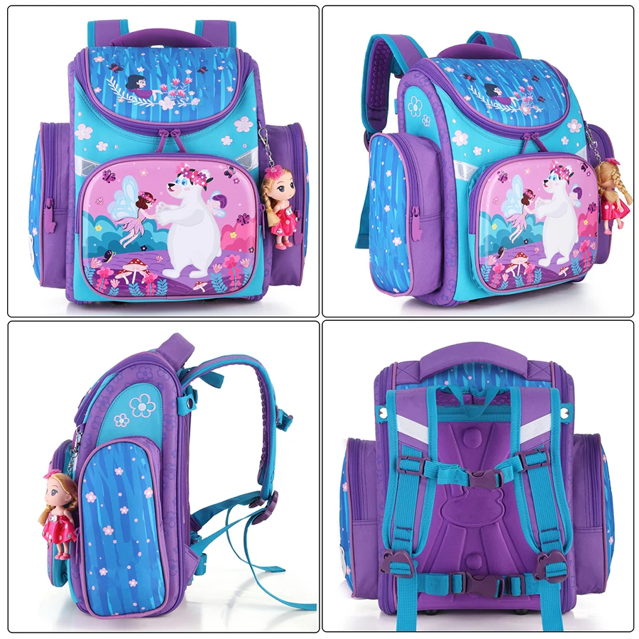 Children 3D Polar Bear Pattern Orthopedic School Bags Kids New Cartoon Satchel Backpack Grade 1-3 Schoolbag knapsack Sac Mochila