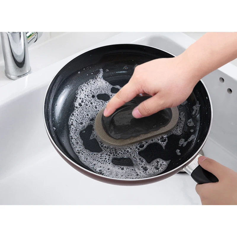 

Multi-functional Kitchen Cleaning Magic Rubbing Emery Decontamination and Removing Rust Scale With Handle Pot Wash Sponge Brush