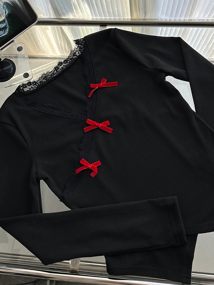 Женское черное кружевное роскошное платье трапециевидной формы с бантом