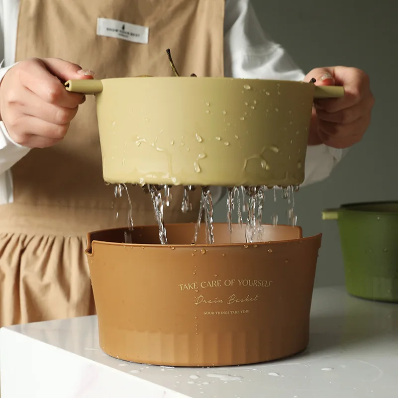 

Washing Filter Kitchen Basket Drain Basket Double Vegetable And Layer Basket Vegetable Basket Cleaning Fruit Storage Drainage