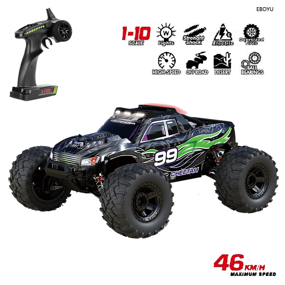 EBOYU G106 RC Car 2.4Ghz 1:10 Scale 4WD RC Truck 46KM/H+ High Speed Big Wheel Car Off Road IPX8 Waterproof Remote Control Car