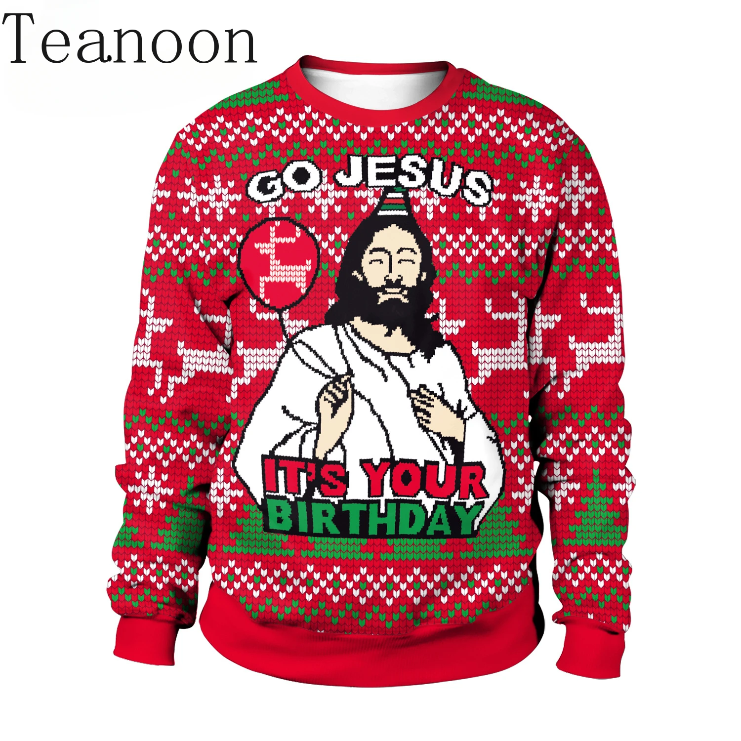 Новый уродливый рождественский свитшот пуловеры с рисунком Иисуса спортивный