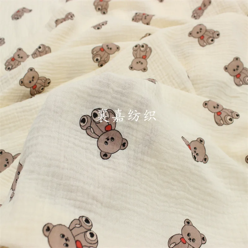 

Двухслойная хлопковая креп-марля, с мультяшным принтом, ткань, детская и детская одежда, маленькое одеяло для шитья