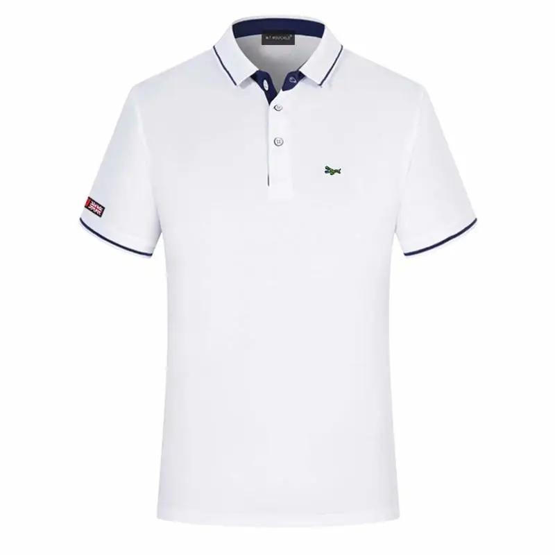 Мужская спортивная рубашка-поло с коротким рукавом и вышивкой |