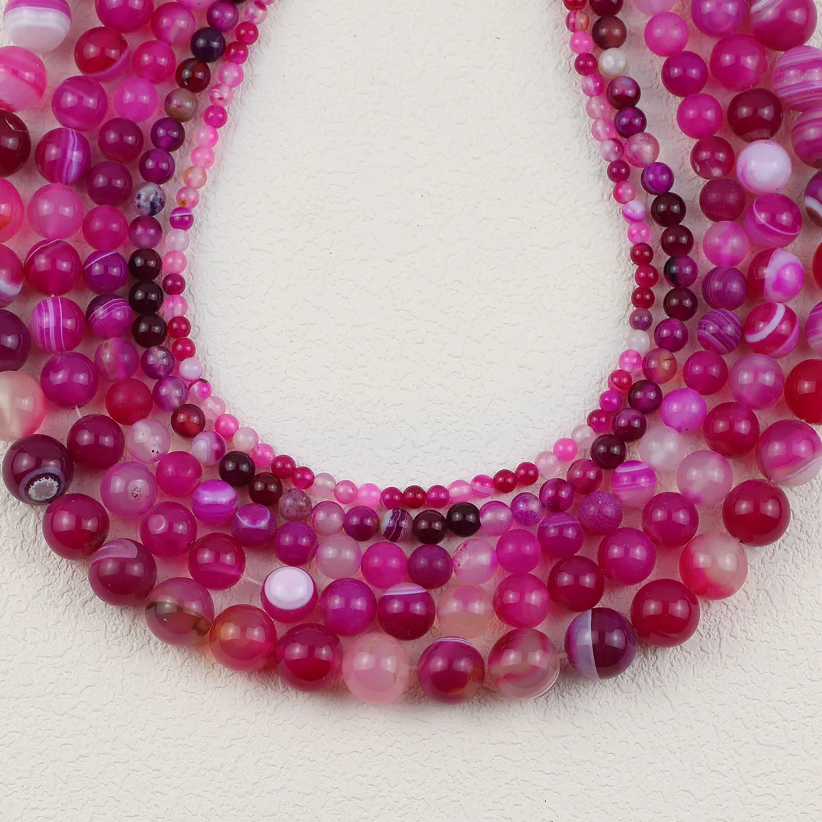 Бусины Из Натурального Камня 4/6/8/10/12 Мм Розовые Красные Круглой Формы Для