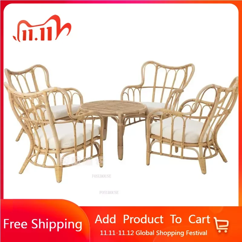 

European Garden Outdoor Beach Chairs Nordic Home Leisure Rattan Living Room Armchair Balcony Lazy Sofa Chair Outdoor Furniture