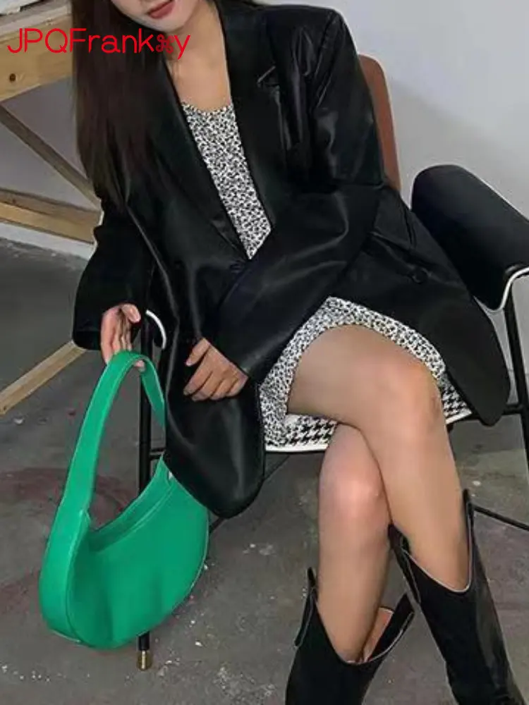 Black Brown Women's Leather Coat Women Spring and Autumn 2023 New Leisure Slim Fit Motorcycle Leather Suit Top PU Leather Women