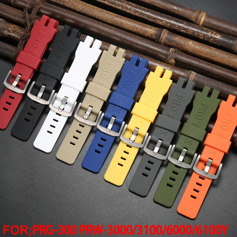 Фото Ремешок из смолы для серии Casio PROTREK PRW-3000 PRW3000/3100/6000/6100Y, водонепроницаемый ремешок для часов PRG300, сменный браслет №1
