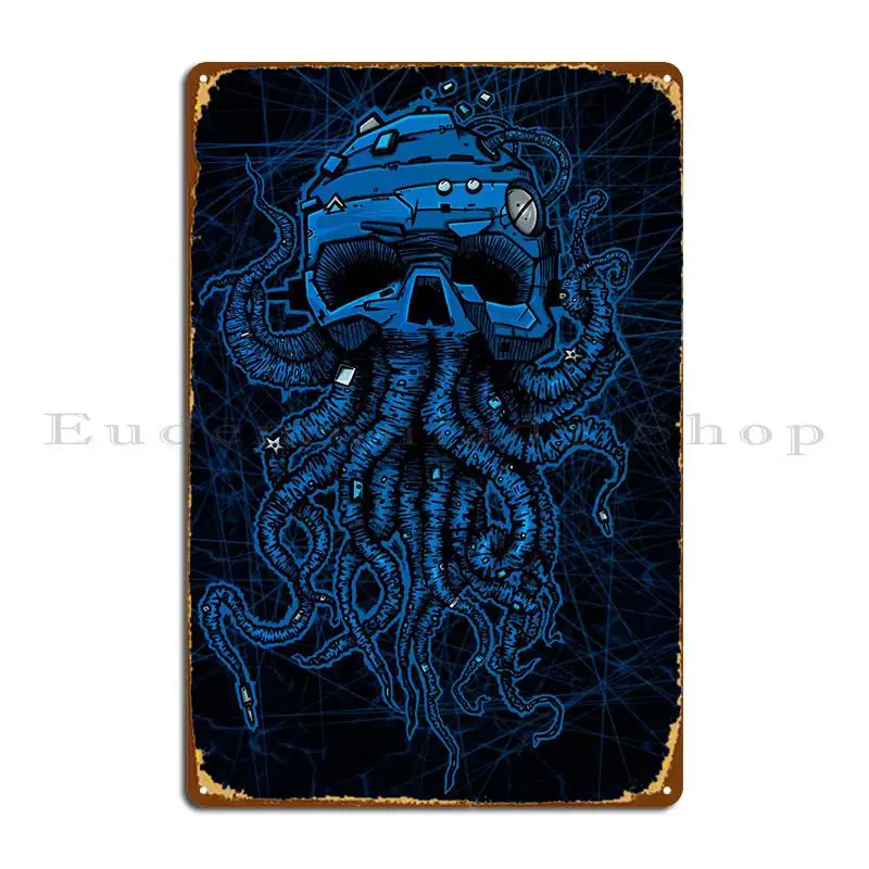

Kraken Blue Metal Sign Wall Cave Garage Wall Custom Customize Living Room Tin Sign Poster