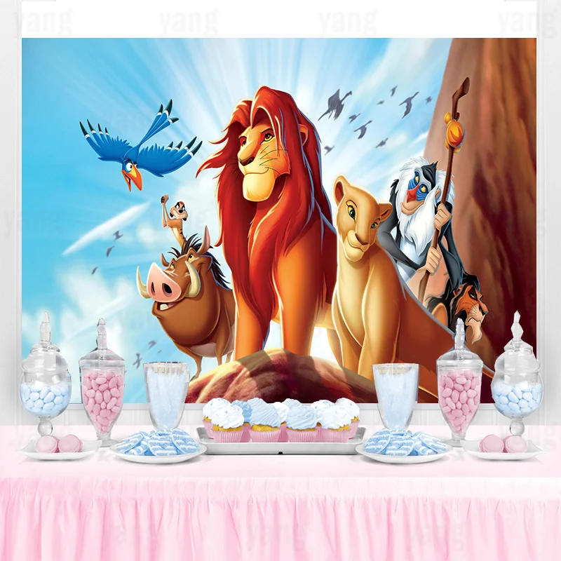 

Disney Lion King Simba Blue sky Peak Background Boy 'S Birthday Party Decoration Photography Studio 3d Digital Photo Backdrop