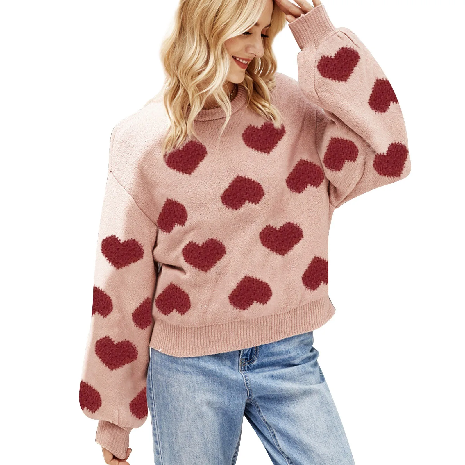 

Women's Pullovers Valentine's Day Cute Love Pattern Winter Knit Sweater Soft And Smooth Harajuku Sweater Vintage Clothes 4