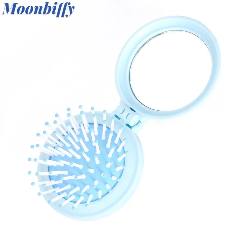 

Складная Расческа для зубов, мягкая Антистатическая компактная дорожная Щетка для волос с воздушной подушкой, с зеркалом, косметический ма...