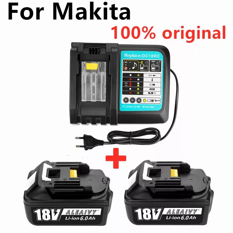 

100% original BL1860 Rechargeable Battery 18V 6000mAh Lithium ion for Makita 18v Battery BL1840 BL1850 BL1860B LXT400 + Charger