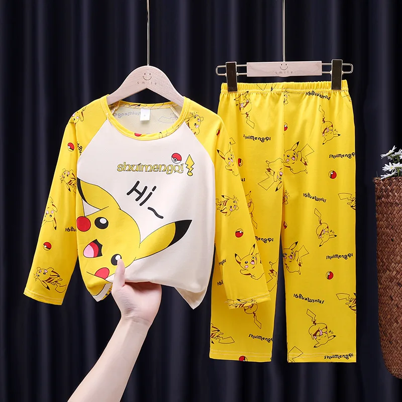 

Pokemon Pajamas Pikachu Anime Figure Spring and Autumn Long-Sleeved Suit Loungewear Home Clothing Supplies for Kids Holiday Gift