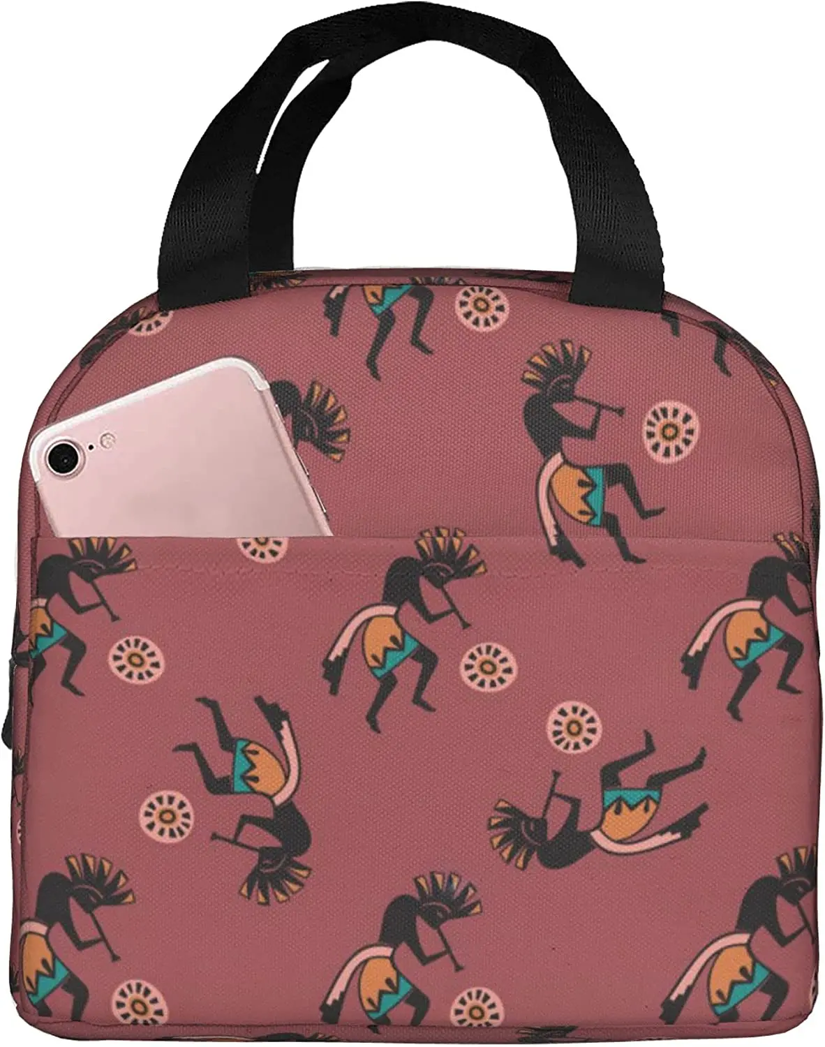 

Trickster Background Lunch Box,Insulated Lunch Bag for Women Men,Cooler Thermal Waterproof Reusable Tote Bag with Pocket