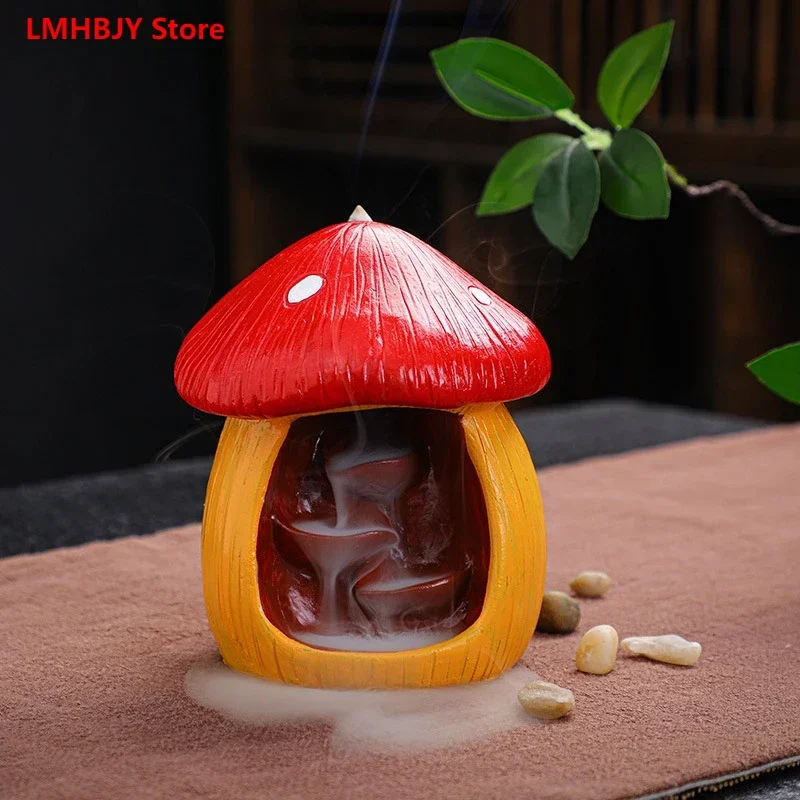 

LMHBJY Creative Backflow Incense Stove Mushroom Resin Decoration Tea Ceremony Sandalwood Home Reflux Indoor Aromatherapy Stove