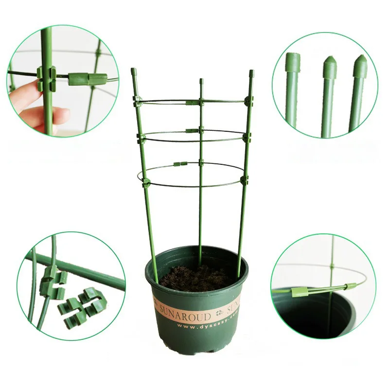 

45cm Climbing Vine Rack Plant Potted Support Frame Plastic Coated Steel Flower Vegetables Decorative Trellis Bracket 1Pc r1