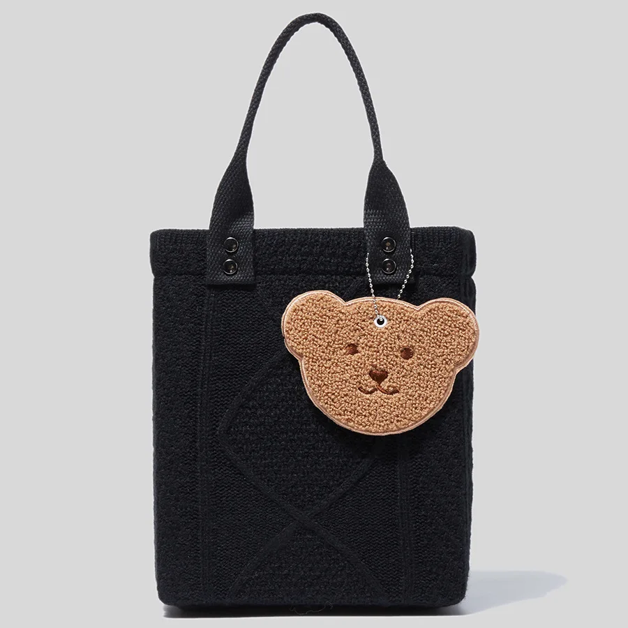 Infinite Charm New Woven Cute Bear Purses And Handbags Large Capacity Casual Women Tote Bag Ladies Fashiona Single Shoulder Bags