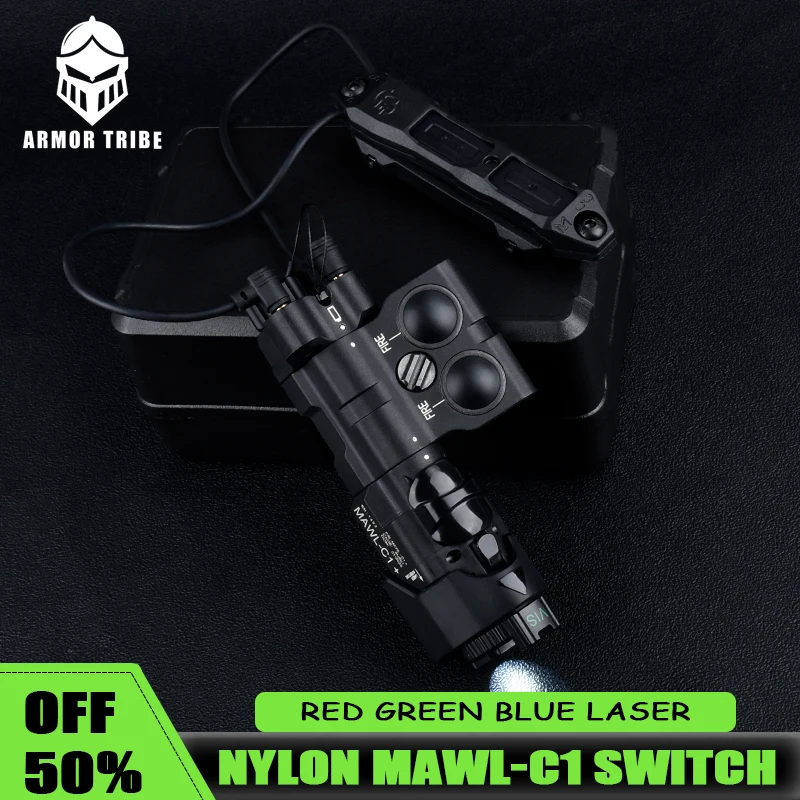 WADSN Tactics PEQ New Upgraded MAWL-C1 Airsoft Nylon plastic CNC LED Aiming MAWL Red Dot Green Blue Hunting Weapon Lights IR Las
