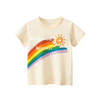 t shirt girl clothes summer tees short sleeve rainbow breathable soft casual tops for kids toddlers baby