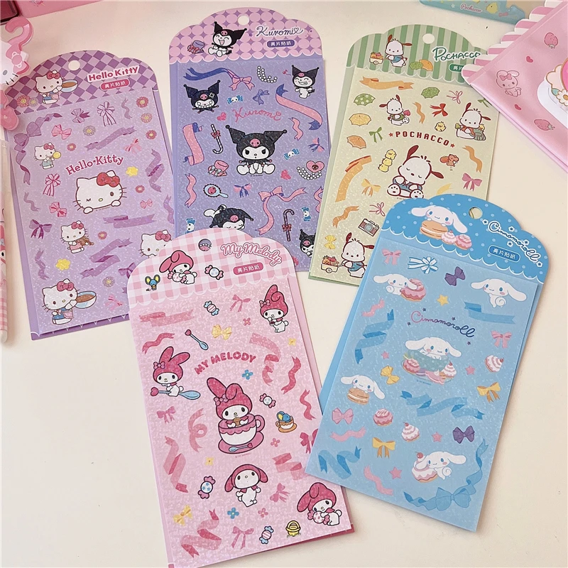 

Мультяшный Sanrioed Kuromi My Melody Kawaii, стикер Ins Girl Heart Cinnamoroll студент Goo Card Diy, стикер, праздничные подарки