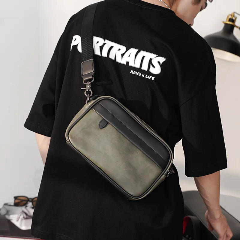 

Новая повседневная сумка через плечо, маленькая квадратная сумка, Корейская мужская сумка, модная сумка через плечо, уличная сумка, модный р...