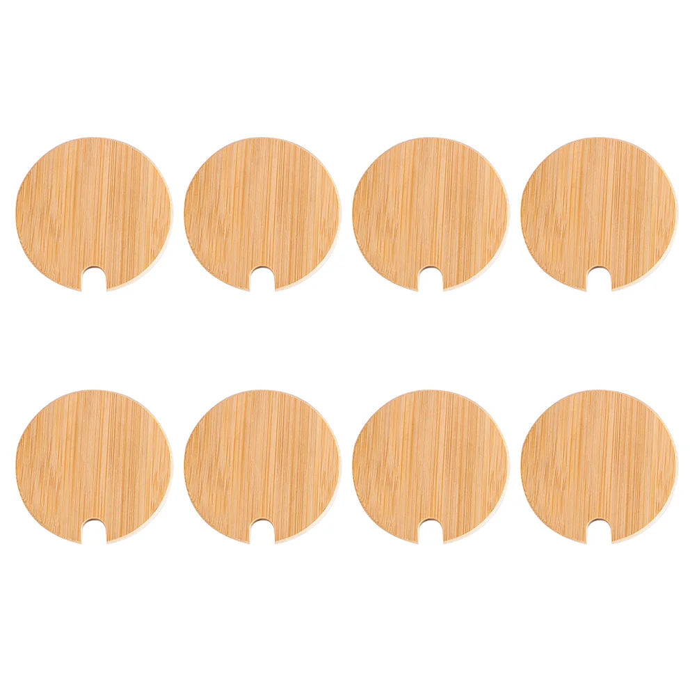 

8 Pcs Bamboo Cover Bottle Lid Covers Jar Lids Wooden Coffee Mug Mason Ball Glass Jars Sealers Sealing Cap Straw Holes