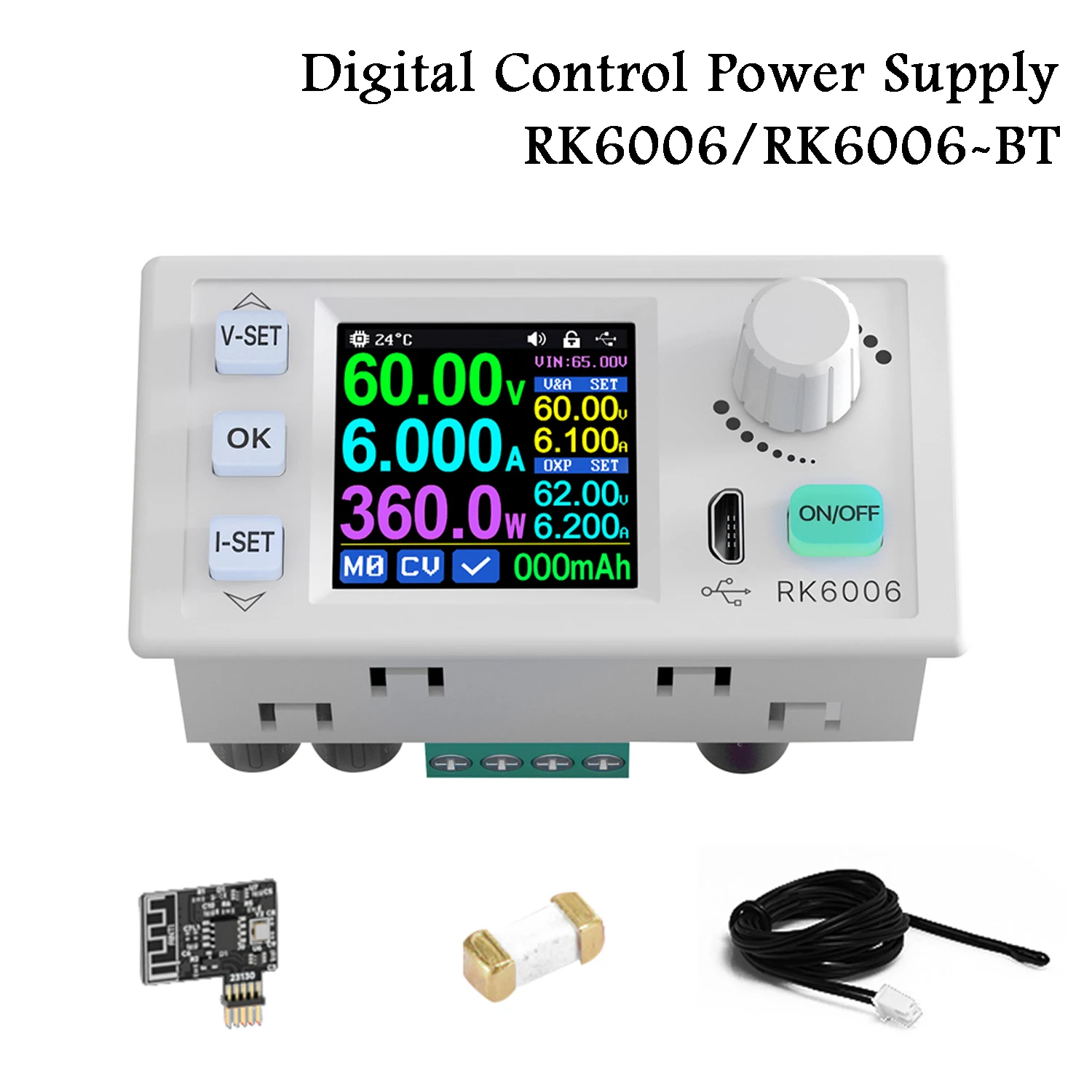 

RK6006 Adjustable Power Supply 60V 6A Stabilized Voltage Regulator DC to DC Step Down Voltage Bench Power Supply Buck Converter