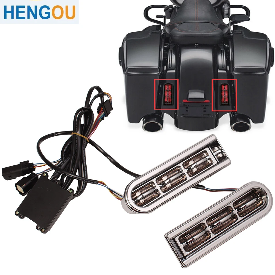

Motorcycle LED Inserts Saddlebag Filler Support Taillight Running Light For Harley CVO Touring Electra Glide Road King 2014-2022
