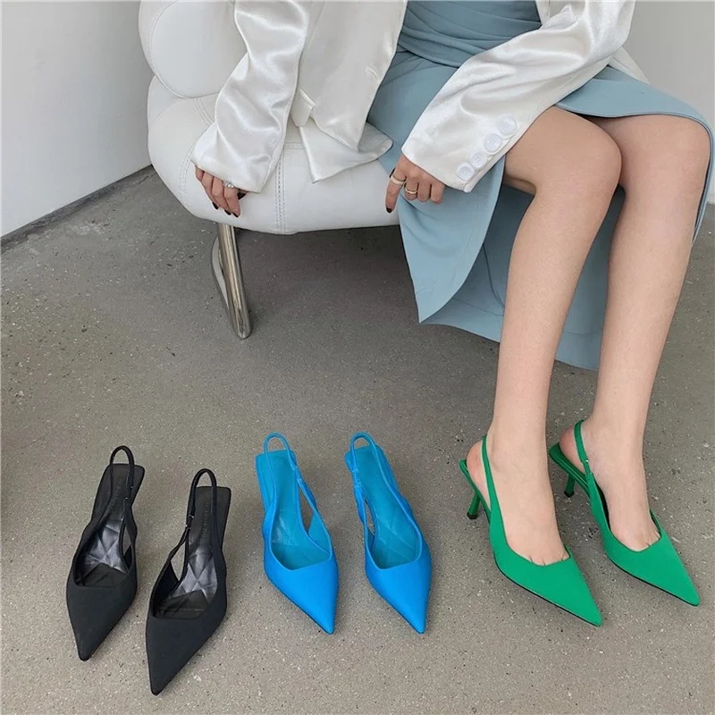 

Summer Pointed Toe Stiletto Sandals Womens 2022 New Mid-heel Shoes for Women Character Fashion High-heeled Sandalias De Tacon