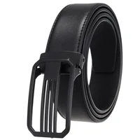 Pin Buckle Belt Men's Casual Golf Trend Brand Design Business Travel 3.5cm Soft Two-Layer Leather Perforated Belt Black 2168S
