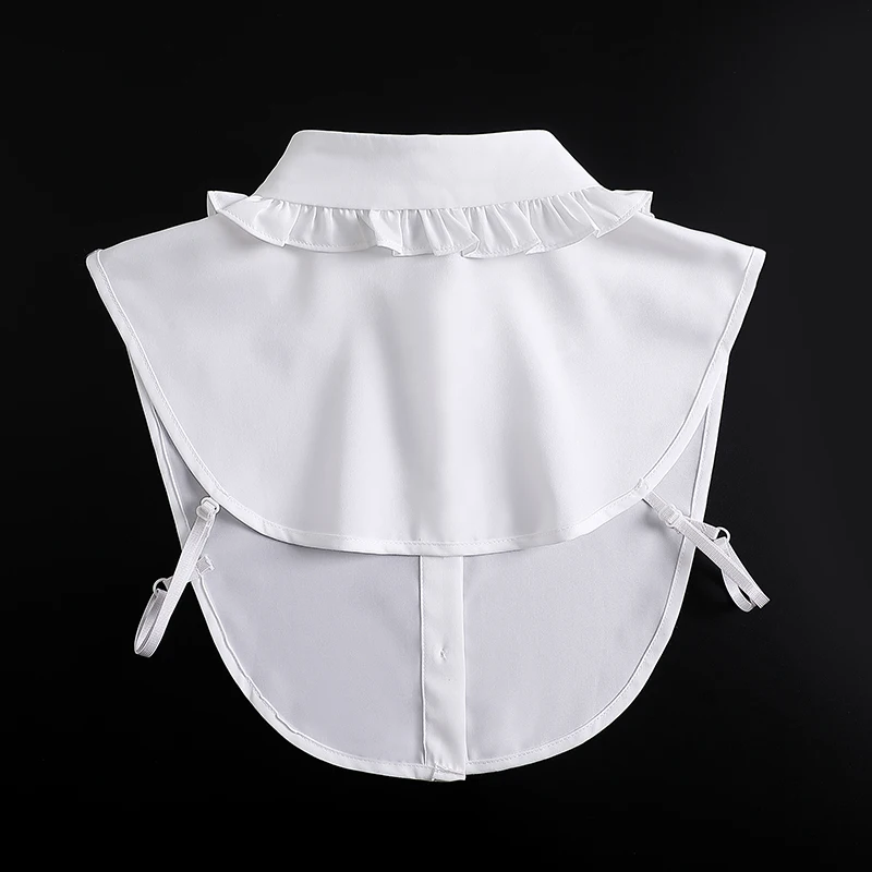 

Women Embroidery Half Top Shawl Vintage Flroal Lotus Leaf Collar Fake Collar Lace-Up Decorative Neck Cover Short False Collar