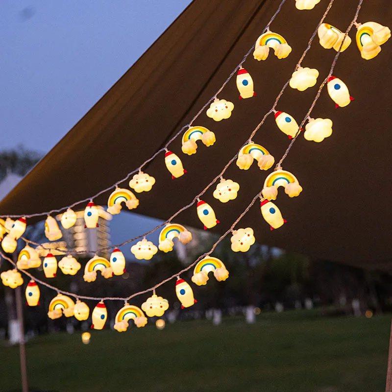 

LED Outdoor Festoon Garland Rocket Astronaut Fairy String Lights Birthday Party Decor Lamp Christmas Indoor Wedding Decoration