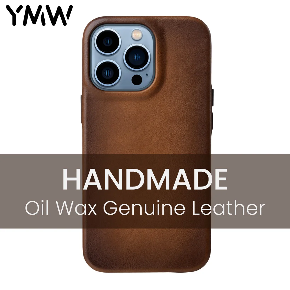 YMW чехол ручной работы из вощеной натуральной кожи для iPhone 13 Pro Max 12 mini Роскошный